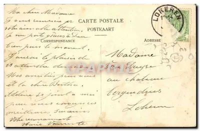 Bilhete postal antigo Stad Lokeren — Verso