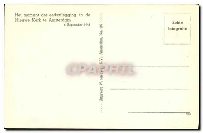 Cerimônia de juramento na Nieuwe Kerk em Amsterdam — 6 de setembro de 1948 — W. ten Brink N.V., Amsterdam — Verso