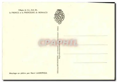 Efizje Princesy i Princesa Monako — Henri Lagriffoul — Éditions Bourgogne — Rewers