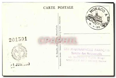Príncipe Rainier III — Mônaco — G. Détaille, Monte-Carlo — Verso