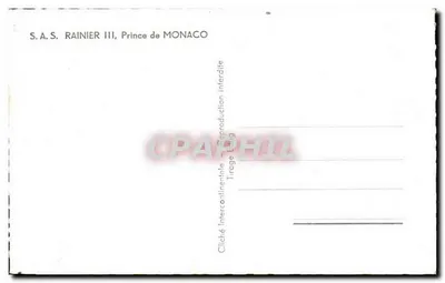 S.A.S. Rainier III, Príncipe de Mônaco — retrato oficial — editor desconhecido, número de série não visível — Verso