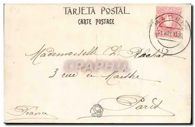 Alfonso XIII i Victoria E. de Batthyány — Olióné Resines, San Sebastián — wydawca nie widoczny — Rewers