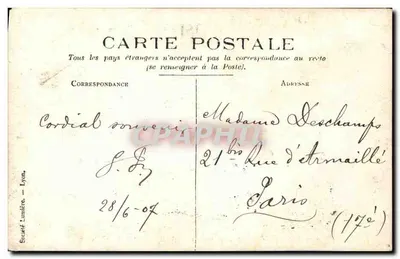De Koning van Denemarken en M. Fallières, President van de Republiek — G.A.F. 1907 — Achterkant
