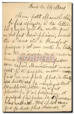 Femme assise sur un banc — texte imprimé 'Que lettre apporte un peu de ceux qu'on aime!' — éditeur LM ROMA n°15 — Verso