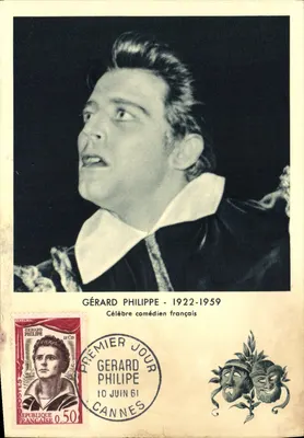 Carte maximum Gerard Philippe Comedien