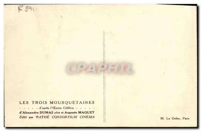 Os Três Mosqueteiros — d'après a Obra Célere de Alexandre Dumas pai e Auguste Maquet — Editado pela Pathé Consortium Cinéma — Verso