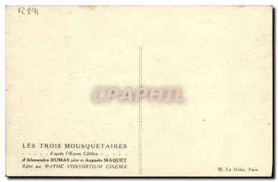 Os Três Mousquetaires — segundo Alexandre Dumas pai e Auguste Maquet — editado por Pathé Consortium Cinéma — Verso