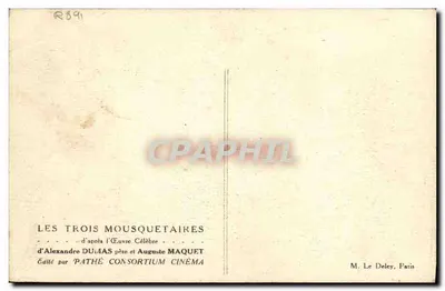 Os Três Mosqueteiros — de acordo com a Obra Conhecida de Alexandre Dumas pai e Auguste Maquet — Editado pela Pathé Consortium Cinéma — Verso