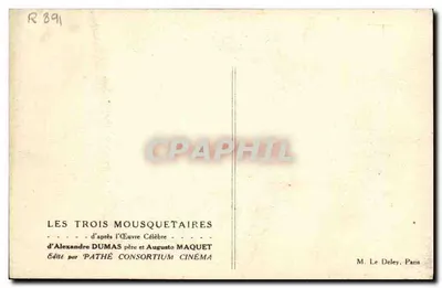 Os Três Mosqueteiros — segundo a Obra Célebre — Editado por PATHÉ CONSORTIUM CINÉMA — Verso