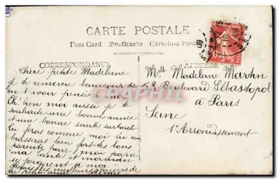 Menina cercada de flores — 'Para você este suave beijo' — H.K.C. n°3114 — Verso