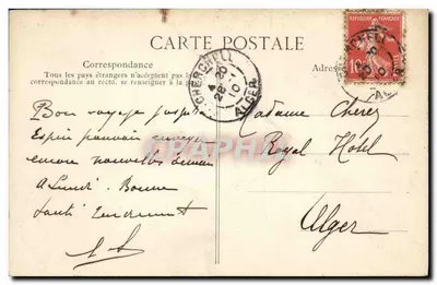 Stara pocztówka Algieria Cherchell Rynku — Rewers