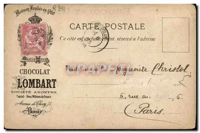 O Egoutier — Os Ofícios de Paris — Chocolat Lombart, Maison fundada em 1760 — Verso