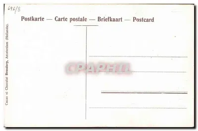Donna e bambino vicino a un canale — mulino a vento in fondo — Cacao et Chocolat Bensdorp Amsterdam (Olanda) — Verso