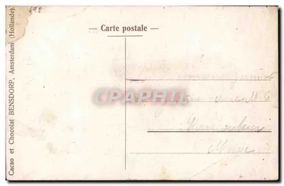 Deux femmes aux paniers — scène de pêcheur à Amsterdam — éditeur Cacao et Chocolat Bensdorp — Rückseite