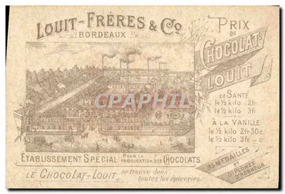 Criança sorridente — Chocolat-Louit — Editor: Louit-Frères & Co, Bordeaux — Verso