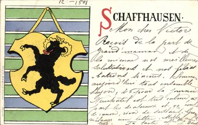 Schaffhausen — brasão com touro negro — editor Breits & Cie, n° 12-1501