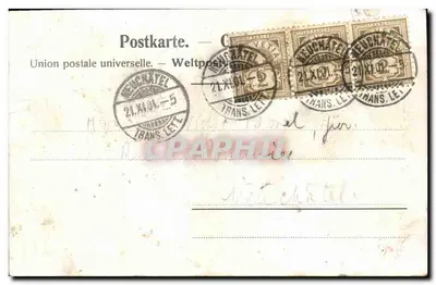 Quatre caricatures de militaires — ZO FINGUE — Neuchâtel — Grutli 1901 — Verso