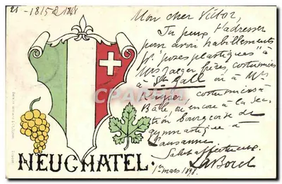 Neugmatel — Écusson tricolore suisse avec grappe de raisin — Berliner Verlag & Co. Zürich