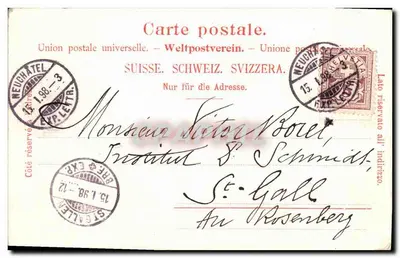 Uri — Guerriero cornuto che tiene un corno e uno scudo — editore: B. Rose, Parigi — Verso
