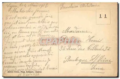 Genebra - A Baía e o Monte Branco — J. J. 6403 — Julillien frères, Genebra — Verso