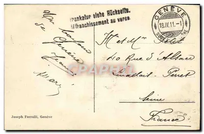 Genebra. Baía e Jato d'Água (90 m.) — Editor desconhecido, n° 115 — Verso