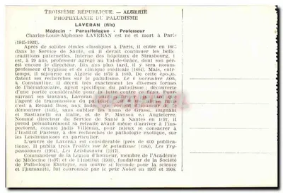 Charles-Louis-Alphonse LAVERAN — Parasitoloog — Uitgever niet zichtbaar, serie-nummer niet leesbaar — Achterkant