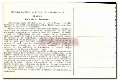 François-Zacharie ROUSSIN — Químico e Professor — Editor não visível — Verso