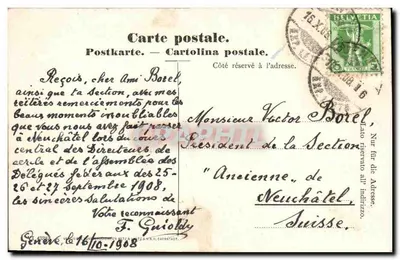 Genewa — Port — widok jeziora i nabrzeża — Rewers