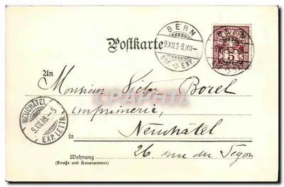 Bern, Suíça — Torre da Horloge — editor Genzien & Cie, número de série não visível — Verso