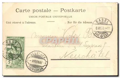 Basel — Katedra — Wydawca: Compagnie de Phototypie, Neuchâtel (Szwajcaria) — Rewers