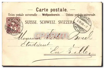 Ansicht von Fribourg — Turm und Hängebrücke — Gebr. Künzli, Zürich, Einlieferungsnr. 881 — Rückseite