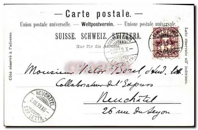 La Chaux-de-Fonds — Fontanna monumentalna i Kasyno-Teatr — A. Schönenbucher, Wyd. — Rewers