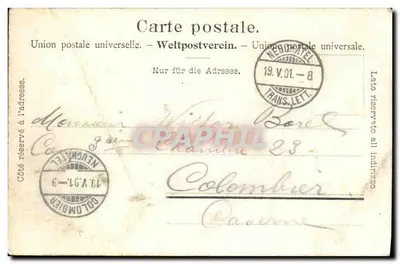 La Chaux-de-Fonds — rue principale avec bâtiments et calèche — éditeur RUEFF FRÈRES, n° 1014 — Verso