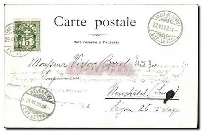 La Chaux-de-Fonds — Ansicht der Fontäne und des Hôtel de la Fleur — Verlag Varringer, Nr. 137 — Rückseite
