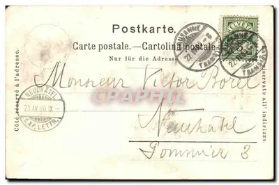 Lac Léman — Uitzicht op Lausanne met kasteel en boot — Lausanne-Corbaz & Cie, n°5 — Achterkant