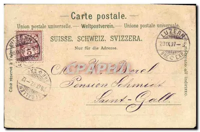 Stara pocztówka Szwajcarii Lucerna Karta 1897 — Rewers