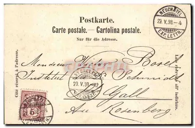 Castelo de Neuenburg — Suíça — Editor Ferl. Bech, Neuchâtel, N° 8 — Verso