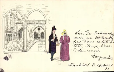Cour d'un couvent — illustration — MBAR 3C, 1880