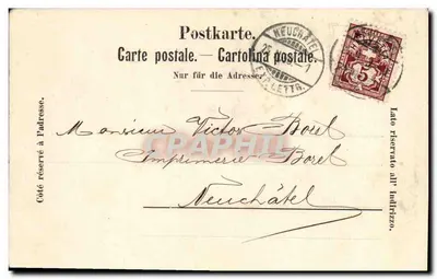 Kasteel van Neuchâtel — Zwitserland — uitgever Feod. Beck, Nr. 7 — Achterkant