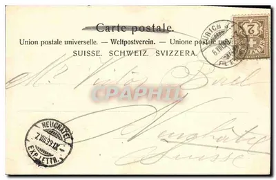 Vista da estação — Saudações de Zurique — editor Rechtstamm, n° 7102 — Verso