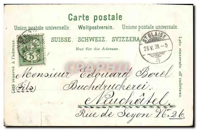 Stara pocztówka Szwajcarii, Zurych — Rewers