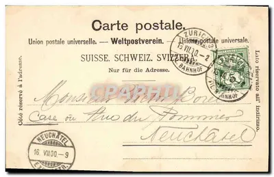 Zurique — Grossmünster e as Alpes — Warenhaus vorm. F. Jelmolf A. G. Zürich, n° de série 14 — Verso