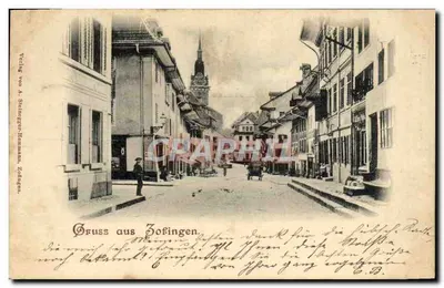 Zofingen — vista da rua principal com igreja — editor A. Steinberger-Henmann, Zofingen
