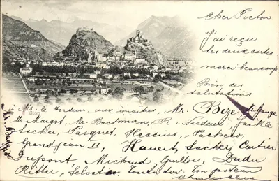 Sion — vista panorâmica com castelos — editor não identificado