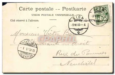 Bilhete postal antigo Suiça Sion — Verso
