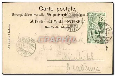 Bilhete Postal Antigo Suiço Gruss aus Biel — Verso