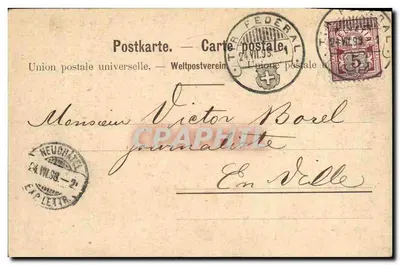 Neuchâtel — uitzicht genomen vanaf de terras van de kloosterkerk — W. Kaifer, Bern, n° 7524 — Achterkant