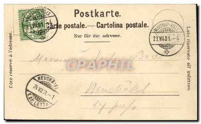 Martigny, Rue des Hôtels — widok budynków i góry — Excoffier & Co Genève, nr 505 — Rewers