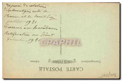 S. Exc. Monsenhor Ceretti — M. C. Jonnart — Diplomacia franco-pontifical — Foto Weibel, Paris — Verso