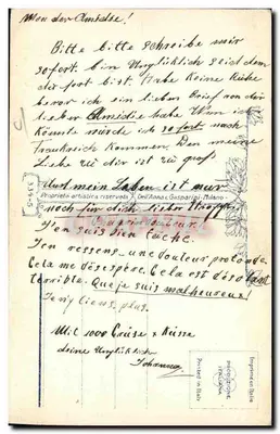 Uścisk dłoni — romantyczna ilustracja — T. Corbelle, wydawca włoski — Rewers